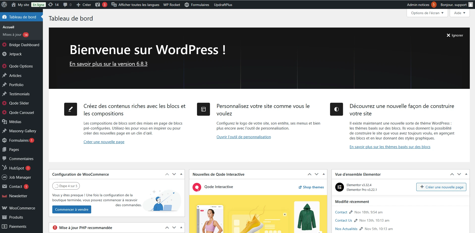 Dashboard wordpress